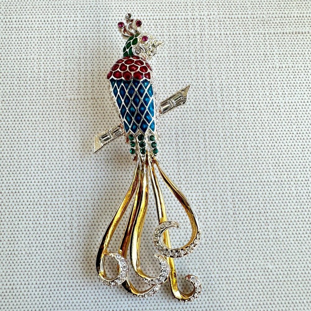 MMA V&A Enamel Peacock Brooch